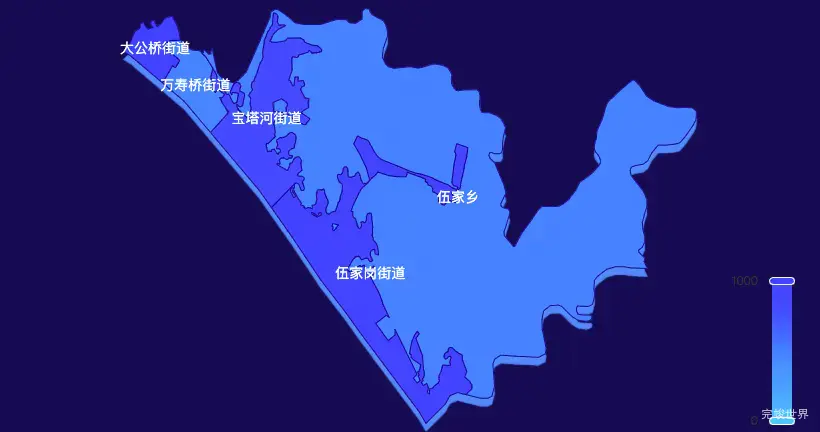 宜昌市伍家岗区GeoJSON地图 visualMap控制地图颜色